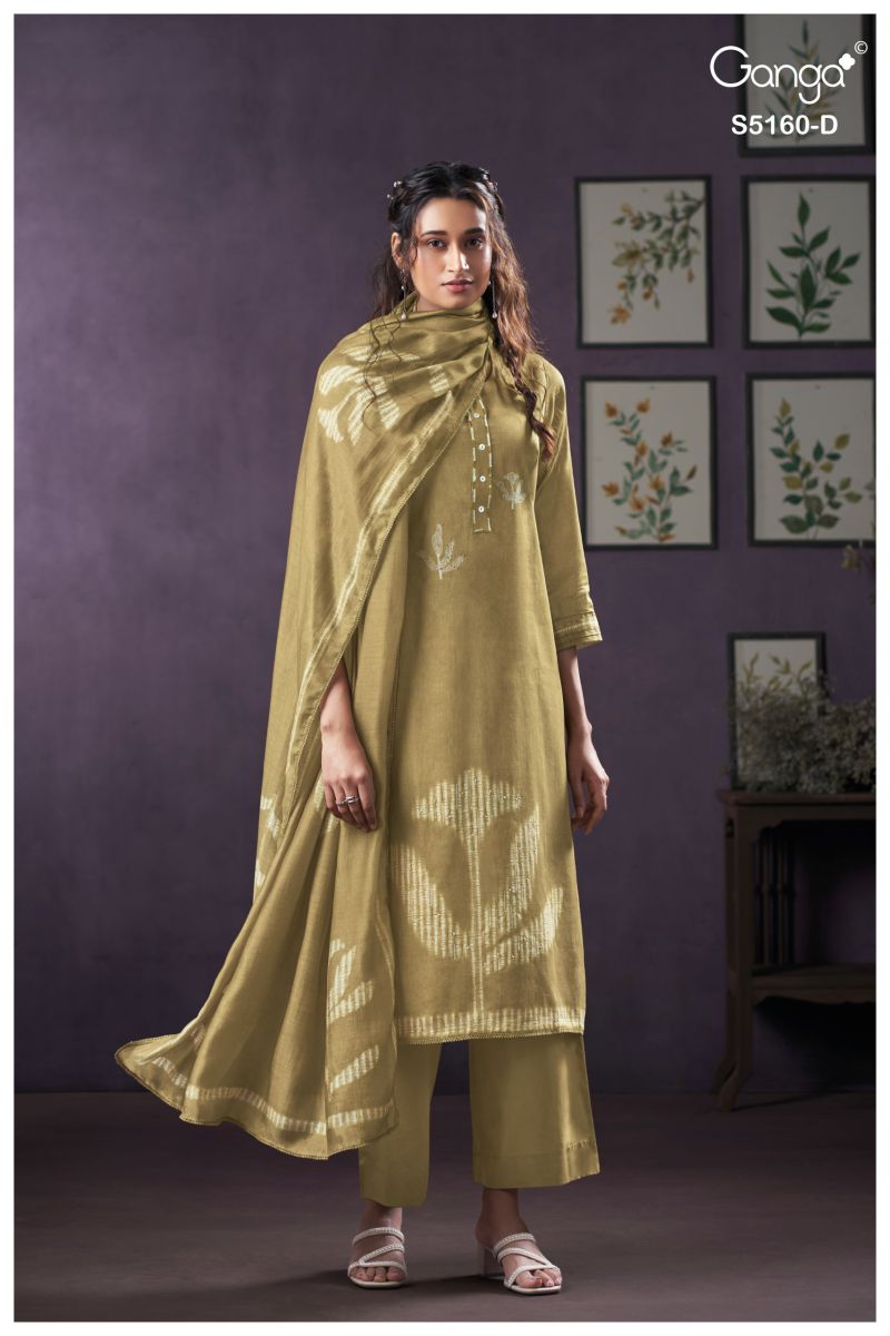 Ganga Camilla 5160 Cotton Satin Print With Hand Work Salawar Kameez — Wholesale Dress Material wholesale from Surat - Gallery Image 4