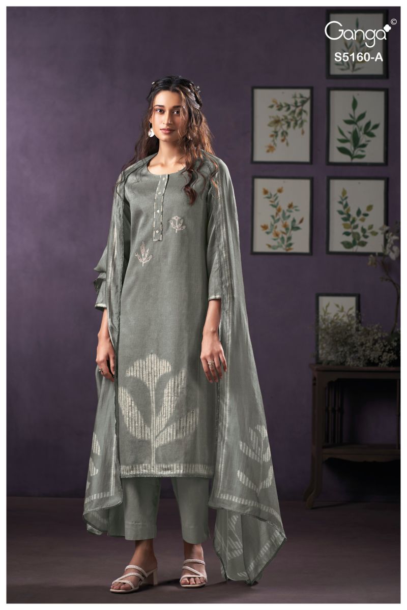 Ganga Camilla 5160 Cotton Satin Print With Hand Work Salawar Kameez