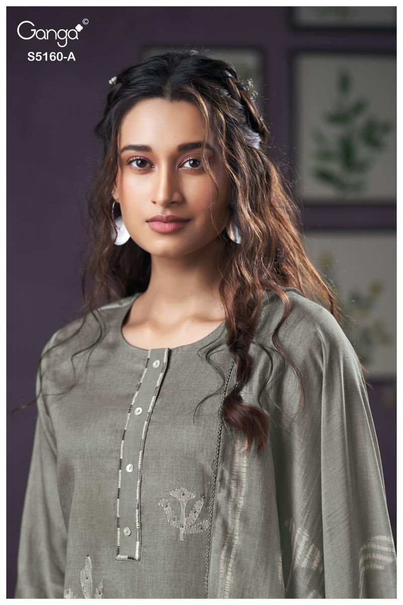 Ganga Camilla 5160 Cotton Satin Print With Hand Work Salawar Kameez — Wholesale Dress Material wholesale from Surat - Gallery Image 5