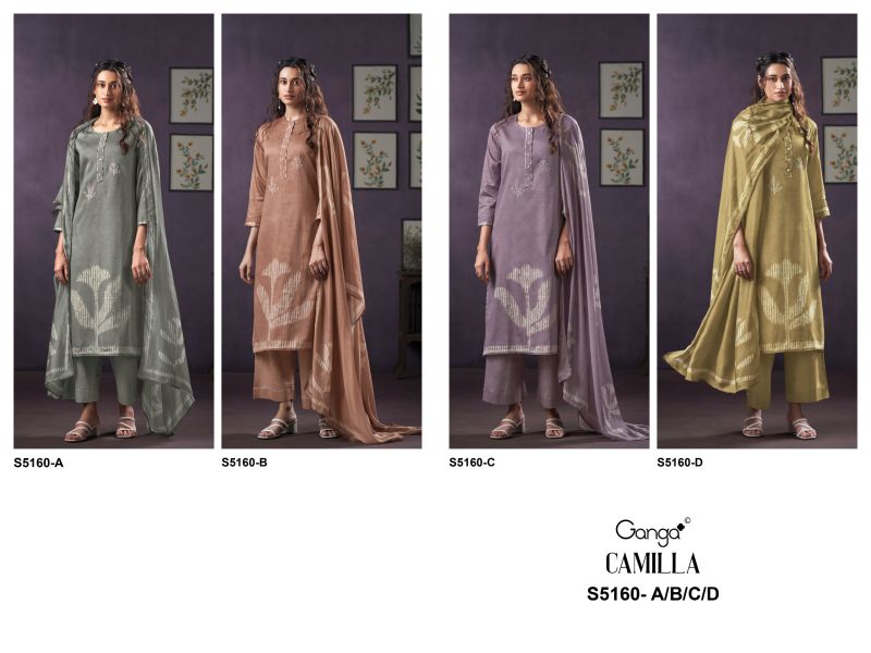 Ganga Camilla 5160 Cotton Satin Print With Hand Work Salawar Kameez — Wholesale Dress Material wholesale from Surat - Gallery Image 7
