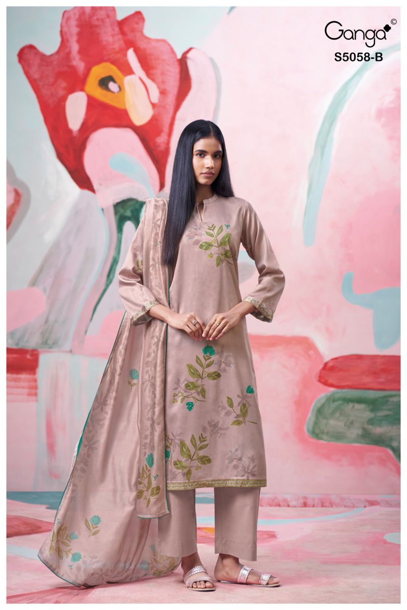 Ganga Elysia 5058 Cotton Satin Print Hand Work Salwar Kameez — Wholesale Salwar Suits, Vardan Ethnic wholesale from Surat — view 4