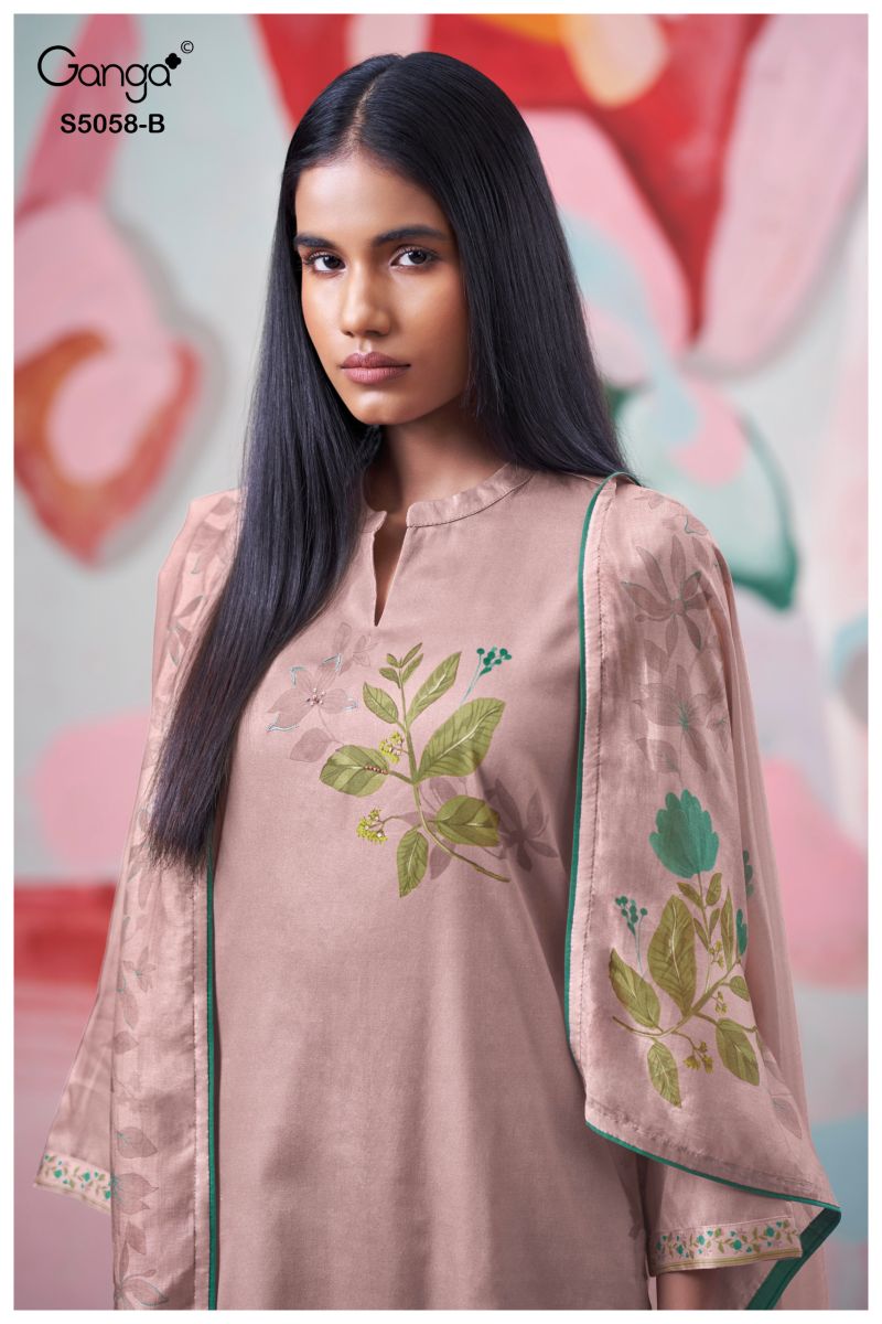 Ganga Elysia 5058 Cotton Satin Print Hand Work Salwar Kameez — Wholesale Salwar Suits, Vardan Ethnic wholesale from Surat — view 6