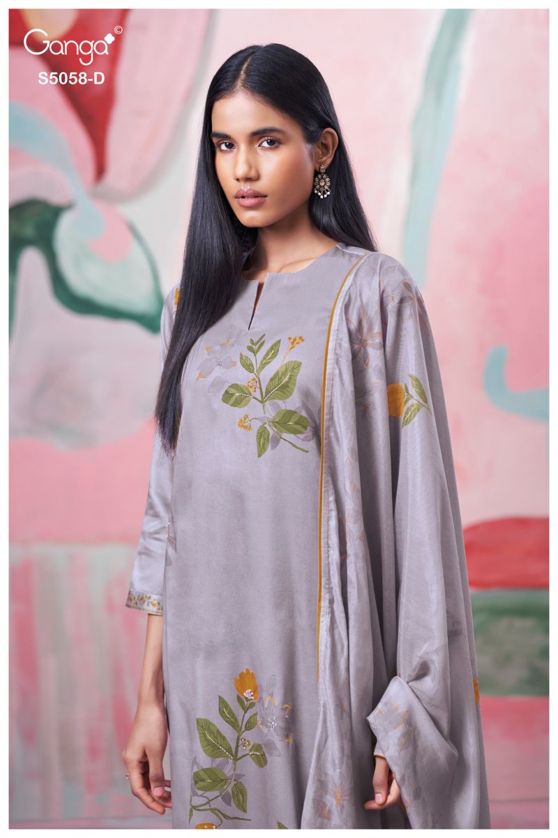 Ganga Elysia 5058 Cotton Satin Print Hand Work Salwar Kameez — Wholesale Salwar Suits, Vardan Ethnic wholesale from Surat — view 8