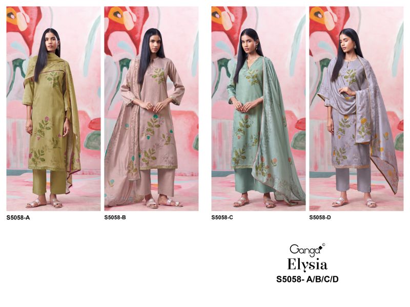 Ganga Elysia 5058 Cotton Satin Print Hand Work Salwar Kameez — Wholesale Salwar Suits, Vardan Ethnic wholesale from Surat — view 10