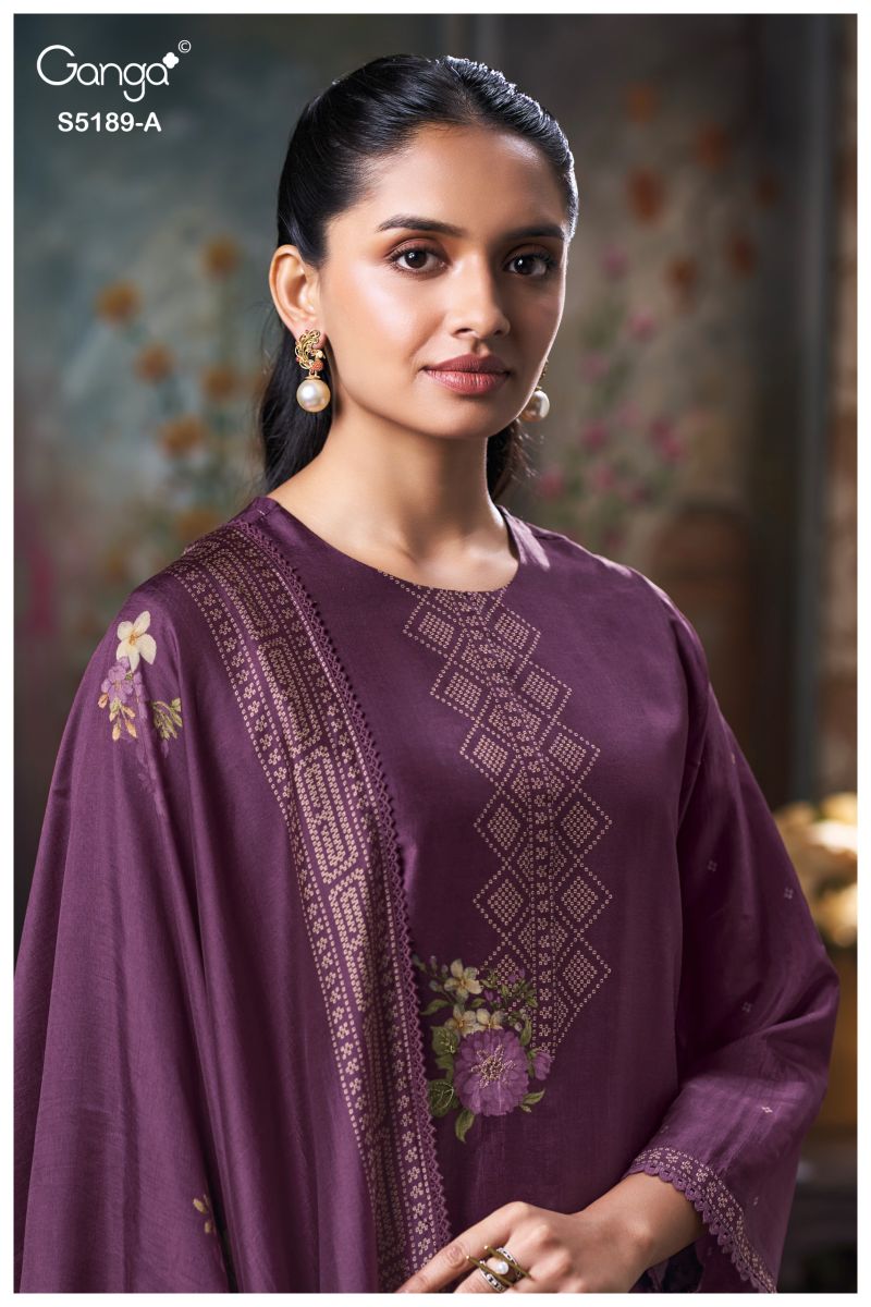 Ganga Evyra 5189 Bemberg Silk Print Hand Embroidered Salwar Kameez Catalog — Wholesale Dress Material, Ganga wholesale from Surat — Photo 3