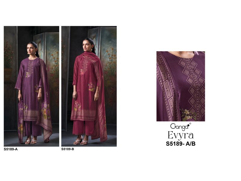 Ganga Evyra 5189 Bemberg Silk Print Hand Embroidered Salwar Kameez Catalog — Wholesale Dress Material, Ganga wholesale from Surat — Photo 6