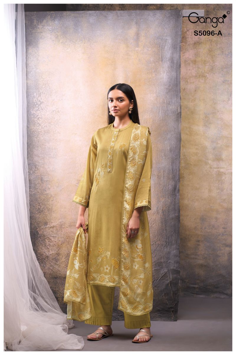 Ganga Gitisha 5096 Cotton Satin Print Embroidered Salwar Kameez — Wholesale Dress Material wholesale from Surat — view 2