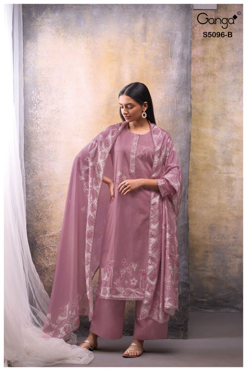 Ganga Gitisha 5096 Cotton Satin Print Embroidered Salwar Kameez