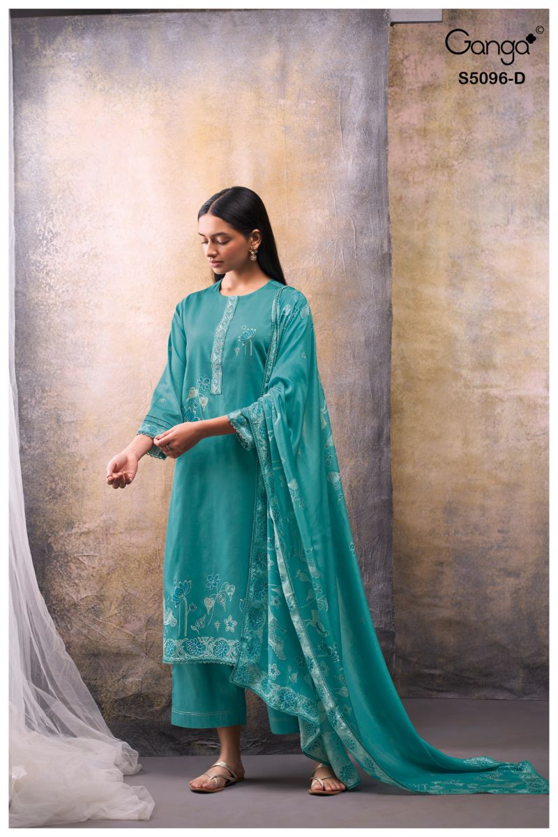 Ganga Gitisha 5096 Cotton Satin Print Embroidered Salwar Kameez — Wholesale Dress Material wholesale from Surat — view 4