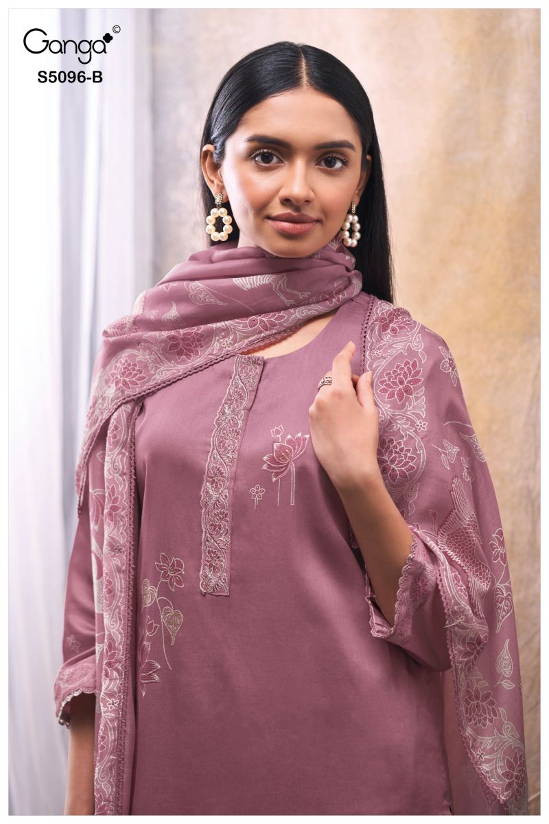 Ganga Gitisha 5096 Cotton Satin Print Embroidered Salwar Kameez — Wholesale Dress Material wholesale from Surat — view 5
