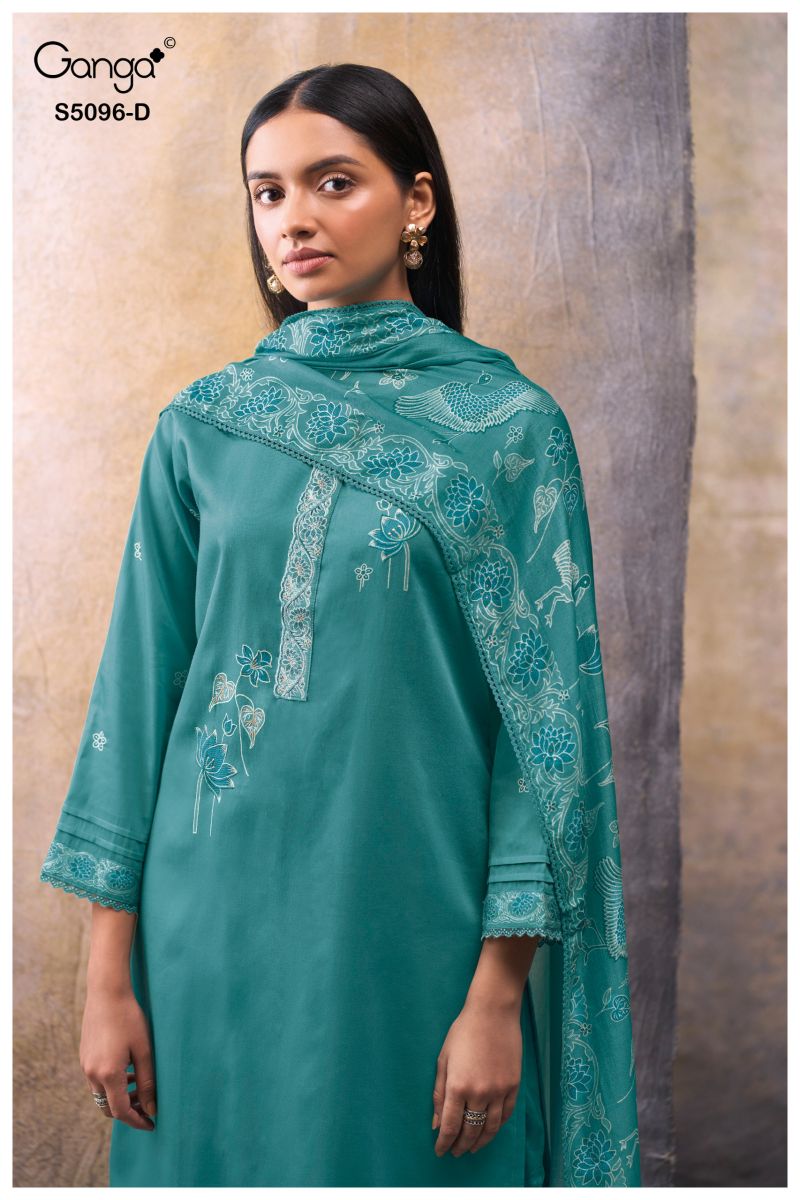 Ganga Gitisha 5096 Cotton Satin Print Embroidered Salwar Kameez — Wholesale Dress Material wholesale from Surat — view 7
