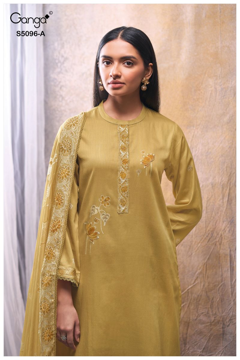 Ganga Gitisha 5096 Cotton Satin Print Embroidered Salwar Kameez — Wholesale Dress Material wholesale from Surat — view 8