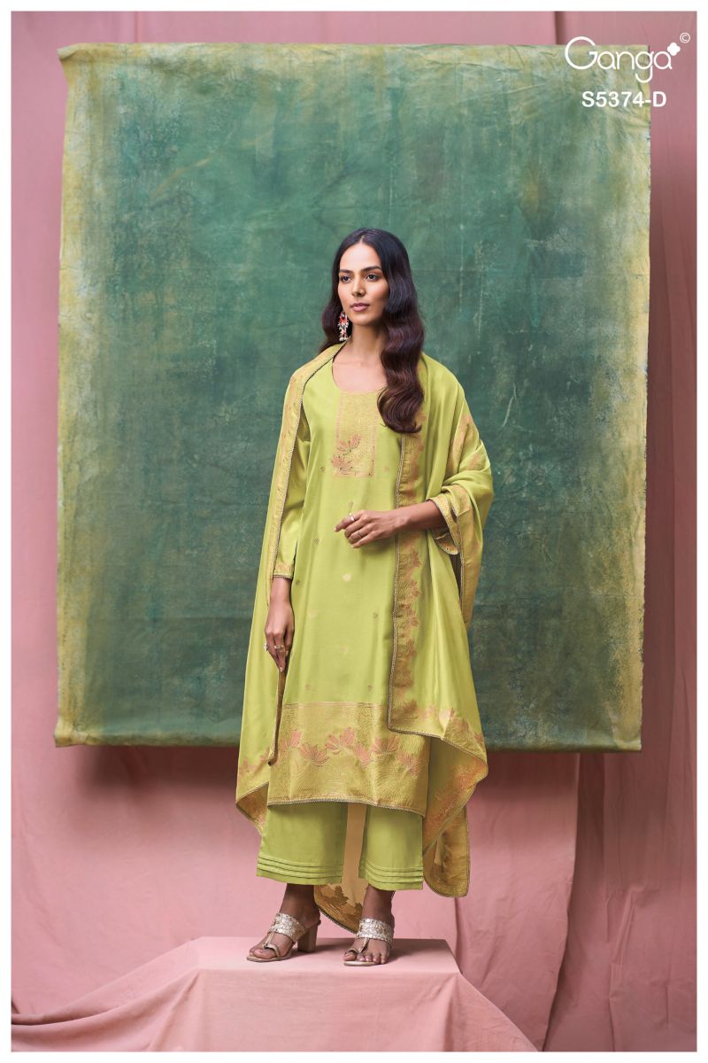 Ganga Hiyana 5374 Pure Viscose Woven Silk Jacquard Work Salwar Kameez — Wholesale Dress Material, Ganga wholesale from Surat — Photo 2
