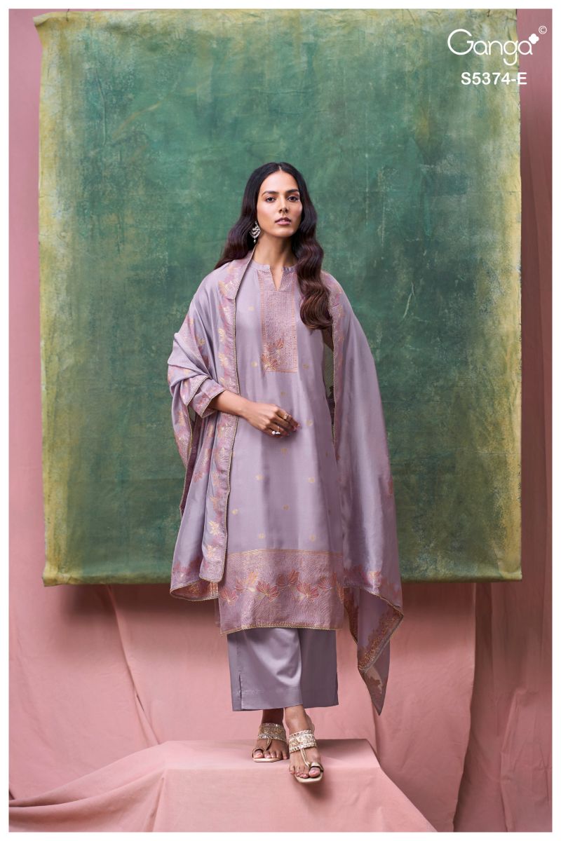 Ganga Hiyana 5374 Pure Viscose Woven Silk Jacquard Work Salwar Kameez — Wholesale Dress Material, Ganga wholesale from Surat — Photo 4