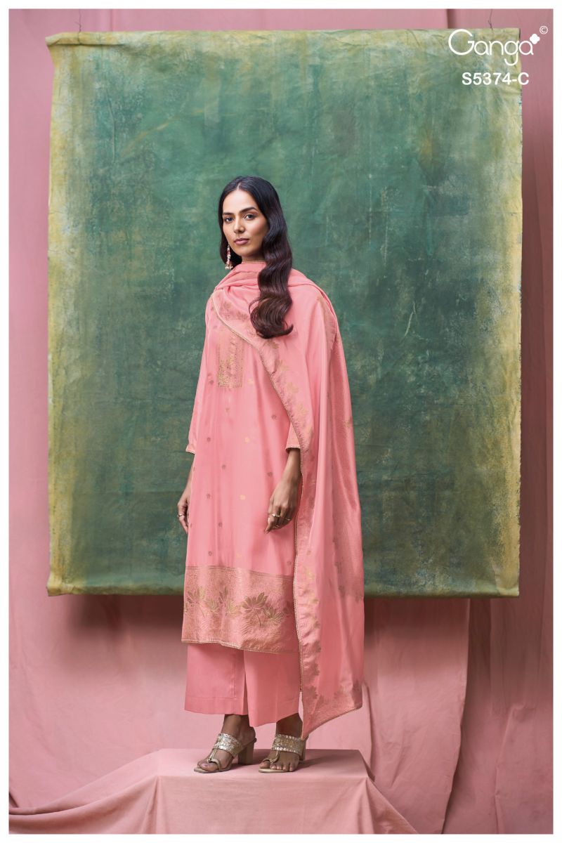 Ganga Hiyana 5374 Pure Viscose Woven Silk Jacquard Work Salwar Kameez — Wholesale Dress Material, Ganga wholesale from Surat — Photo 5
