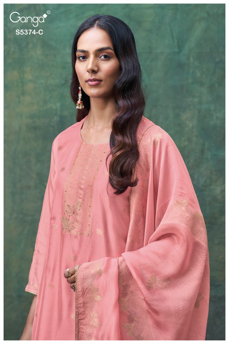 Ganga Hiyana 5374 Pure Viscose Woven Silk Jacquard Work Salwar Kameez