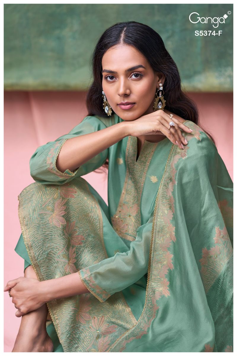 Ganga Hiyana 5374 Pure Viscose Woven Silk Jacquard Work Salwar Kameez — Wholesale Dress Material, Ganga wholesale from Surat — Photo 8
