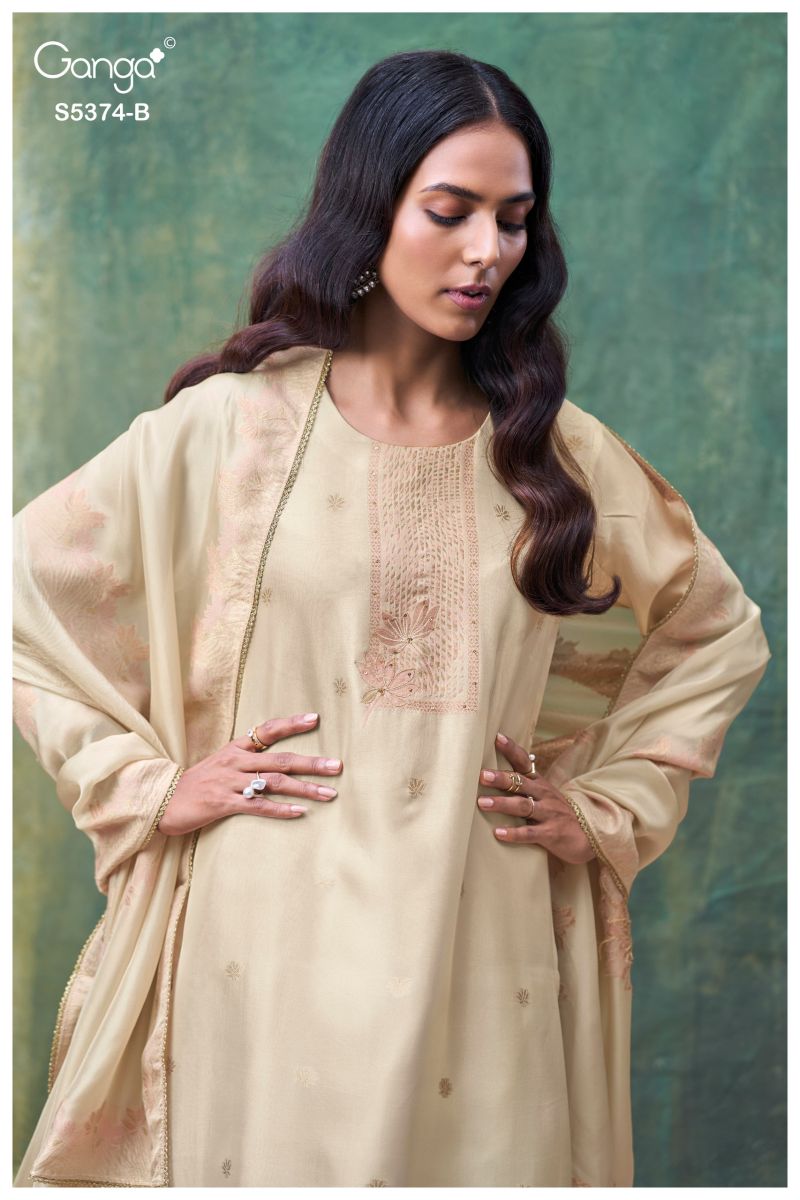 Ganga Hiyana 5374 Pure Viscose Woven Silk Jacquard Work Salwar Kameez — Wholesale Dress Material, Ganga wholesale from Surat — Photo 9