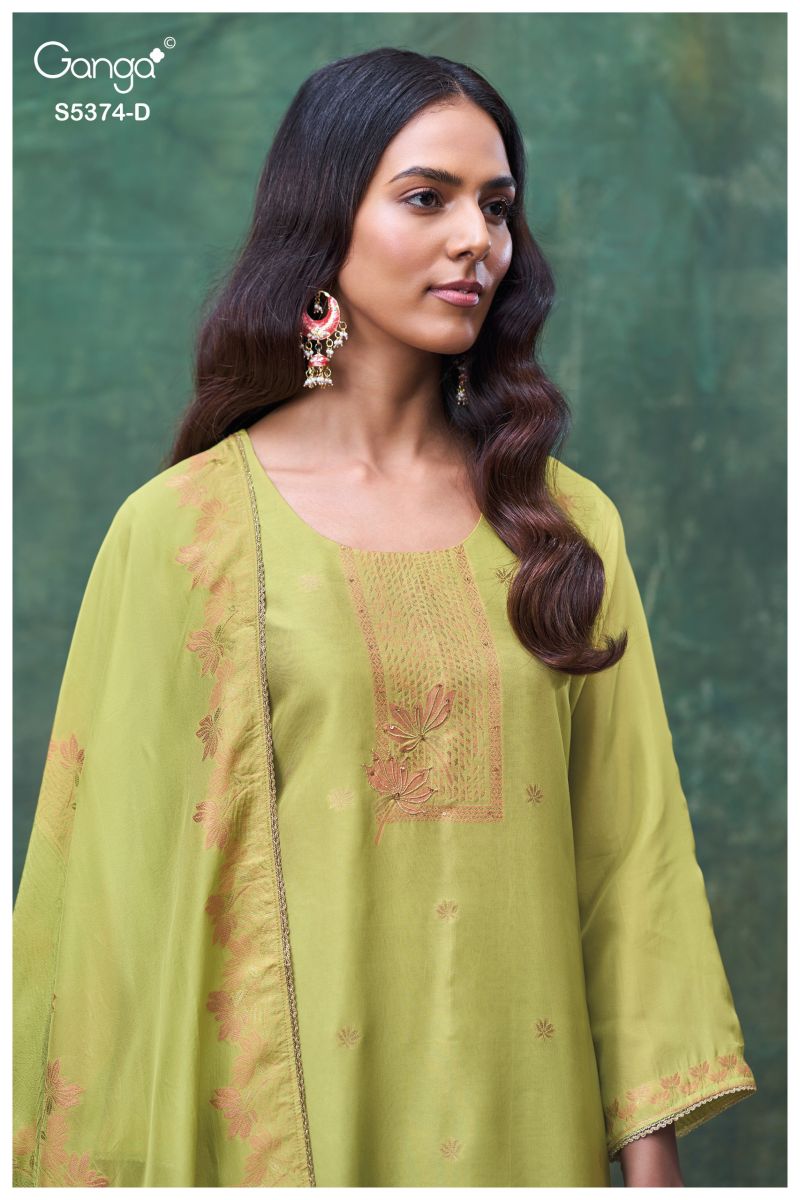 Ganga Hiyana 5374 Pure Viscose Woven Silk Jacquard Work Salwar Kameez — Wholesale Dress Material, Ganga wholesale from Surat — Photo 10
