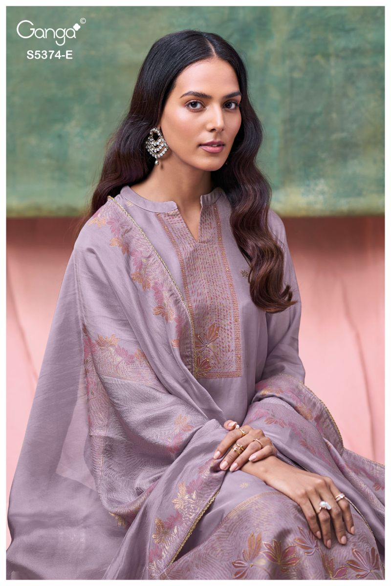 Ganga Hiyana 5374 Pure Viscose Woven Silk Jacquard Work Salwar Kameez — Wholesale Dress Material, Ganga wholesale from Surat — Photo 12