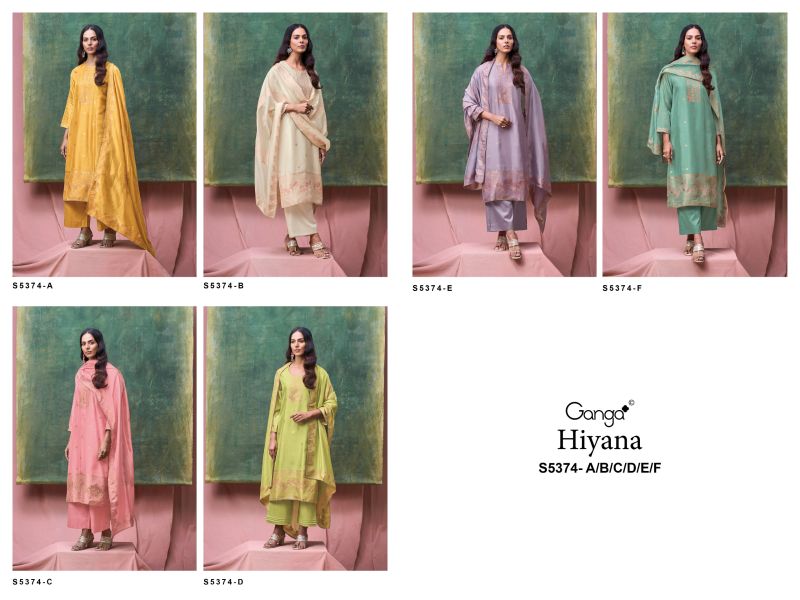 Ganga Hiyana 5374 Pure Viscose Woven Silk Jacquard Work Salwar Kameez — Wholesale Dress Material, Ganga wholesale from Surat — Photo 14