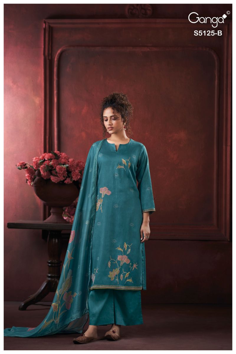 Ganga Karina 5125 Cotton Satin Print Embroidered Salwar Kameez Catalog — Designer Readymade Suits, Vardan Ethnic wholesale from Surat — view 3
