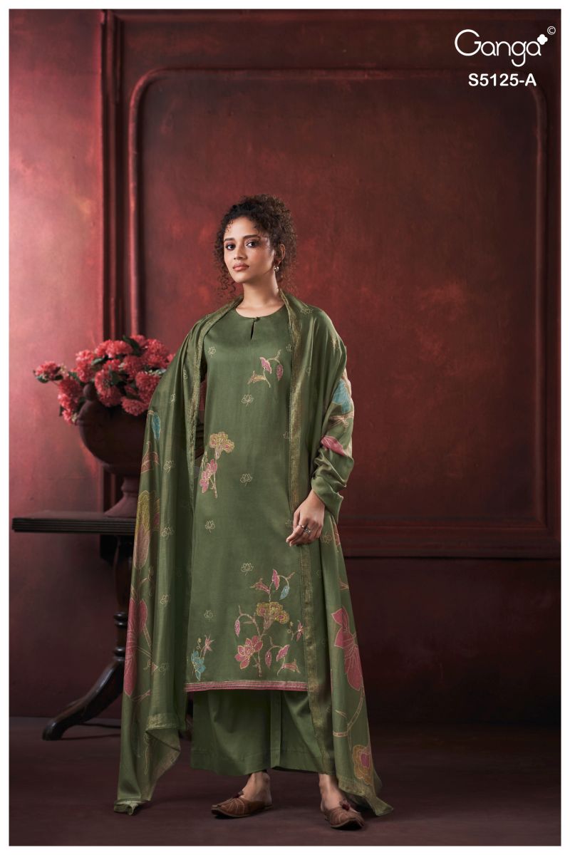 Ganga Karina 5125 Cotton Satin Print Embroidered Salwar Kameez Catalog — Designer Readymade Suits, Vardan Ethnic wholesale from Surat — view 4