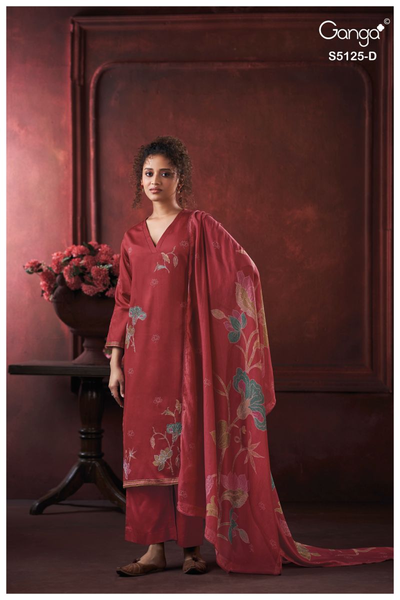 Ganga Karina 5125 Cotton Satin Print Embroidered Salwar Kameez Catalog — Designer Readymade Suits, Vardan Ethnic wholesale from Surat — view 5