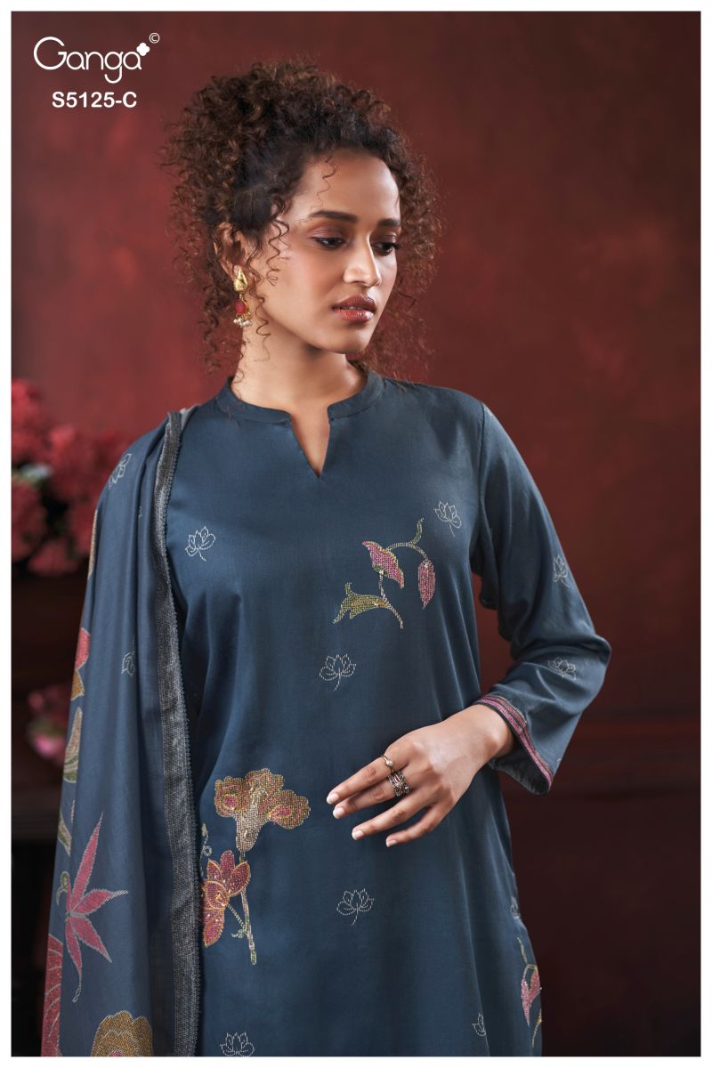 Ganga Karina 5125 Cotton Satin Print Embroidered Salwar Kameez Catalog — Designer Readymade Suits, Vardan Ethnic wholesale from Surat — view 6