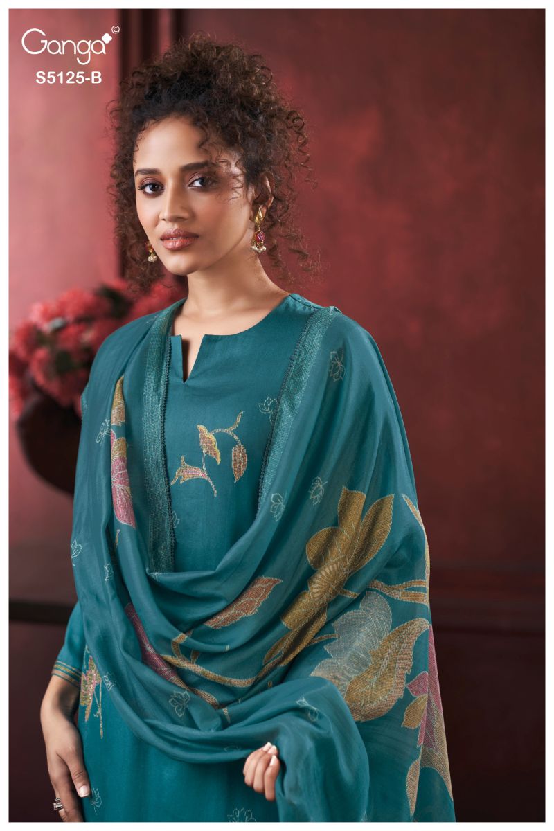 Ganga Karina 5125 Cotton Satin Print Embroidered Salwar Kameez Catalog