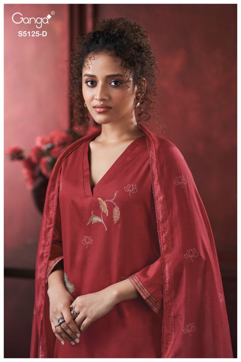 Ganga Karina 5125 Cotton Satin Print Embroidered Salwar Kameez Catalog — Designer Readymade Suits, Vardan Ethnic wholesale from Surat — view 8