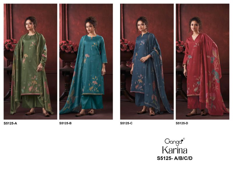 Ganga Karina 5125 Cotton Satin Print Embroidered Salwar Kameez Catalog — Designer Readymade Suits, Vardan Ethnic wholesale from Surat — view 10