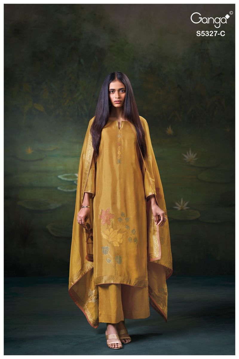 Ganga Kyoko 5327 Viscose Silk Jacquard Swarovski Work Salwar Kameez — Wholesale Dress Material, Vardan Ethnic wholesale from Surat — view 2