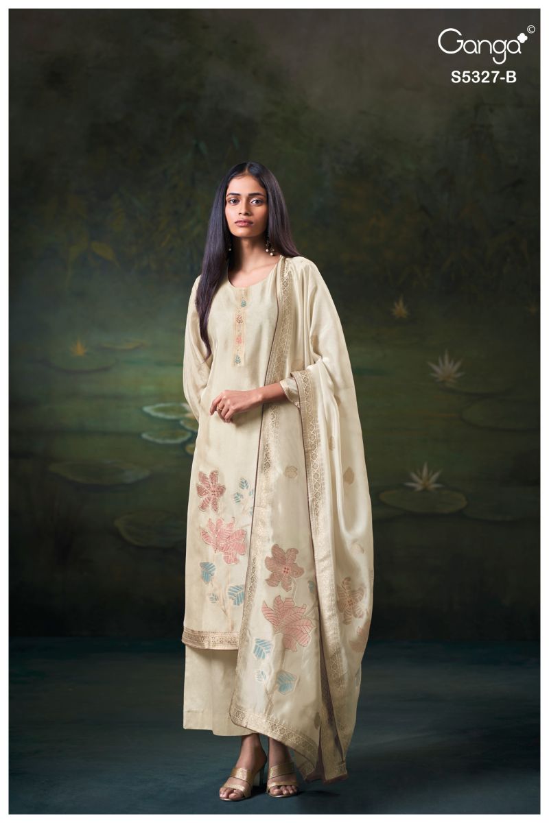 Ganga Kyoko 5327 Viscose Silk Jacquard Swarovski Work Salwar Kameez — Wholesale Dress Material, Vardan Ethnic wholesale from Surat — view 3