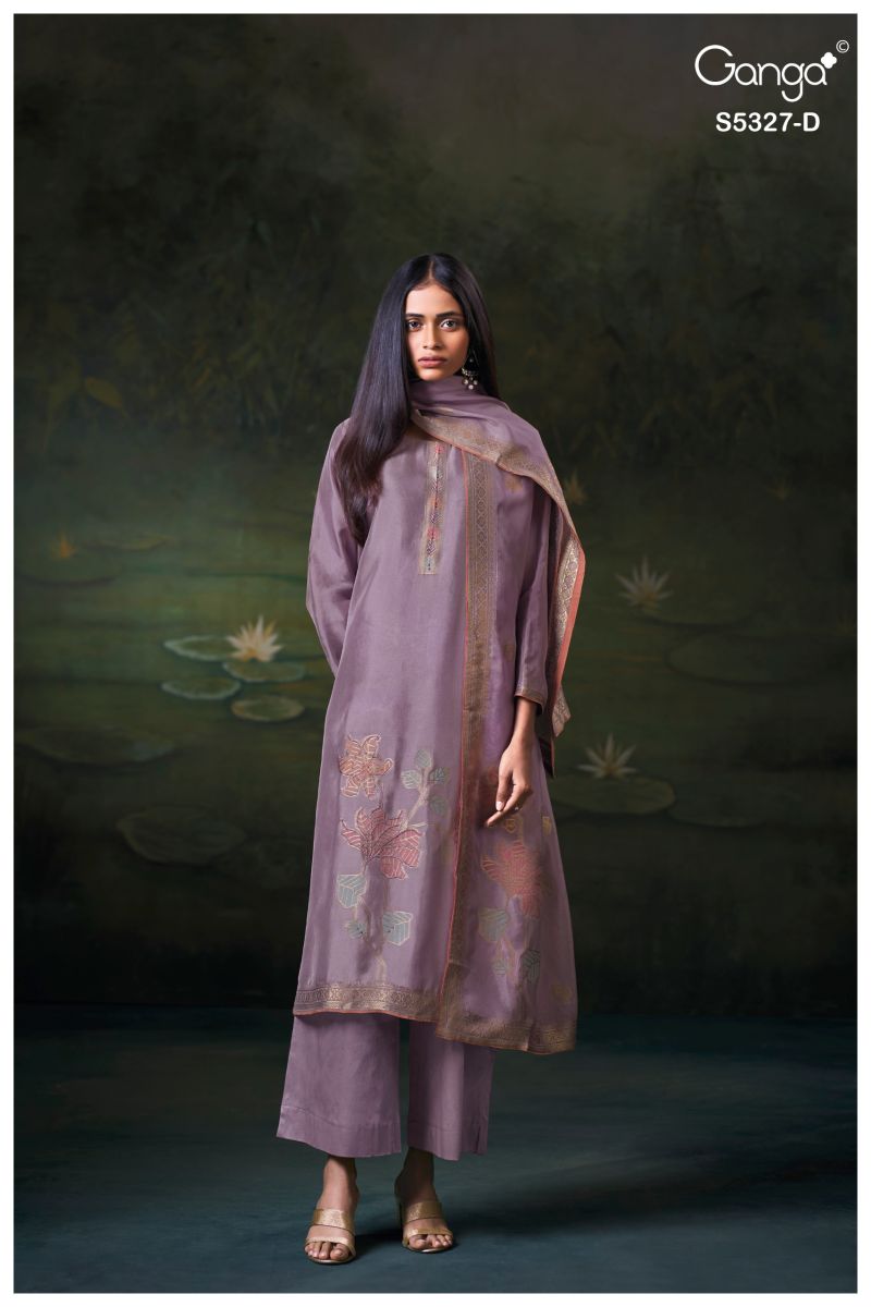 Ganga Kyoko 5327 Viscose Silk Jacquard Swarovski Work Salwar Kameez — Wholesale Dress Material, Vardan Ethnic wholesale from Surat — view 4