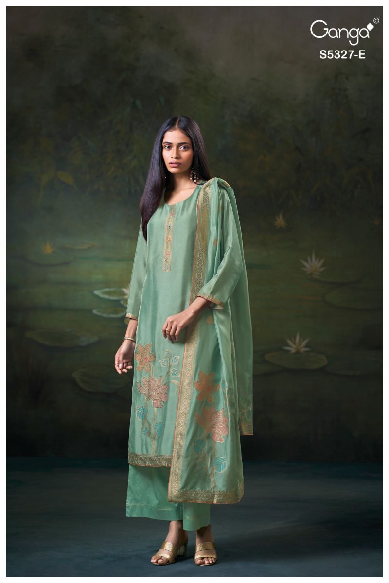 Ganga Kyoko 5327 Viscose Silk Jacquard Swarovski Work Salwar Kameez — Wholesale Dress Material, Vardan Ethnic wholesale from Surat — view 5