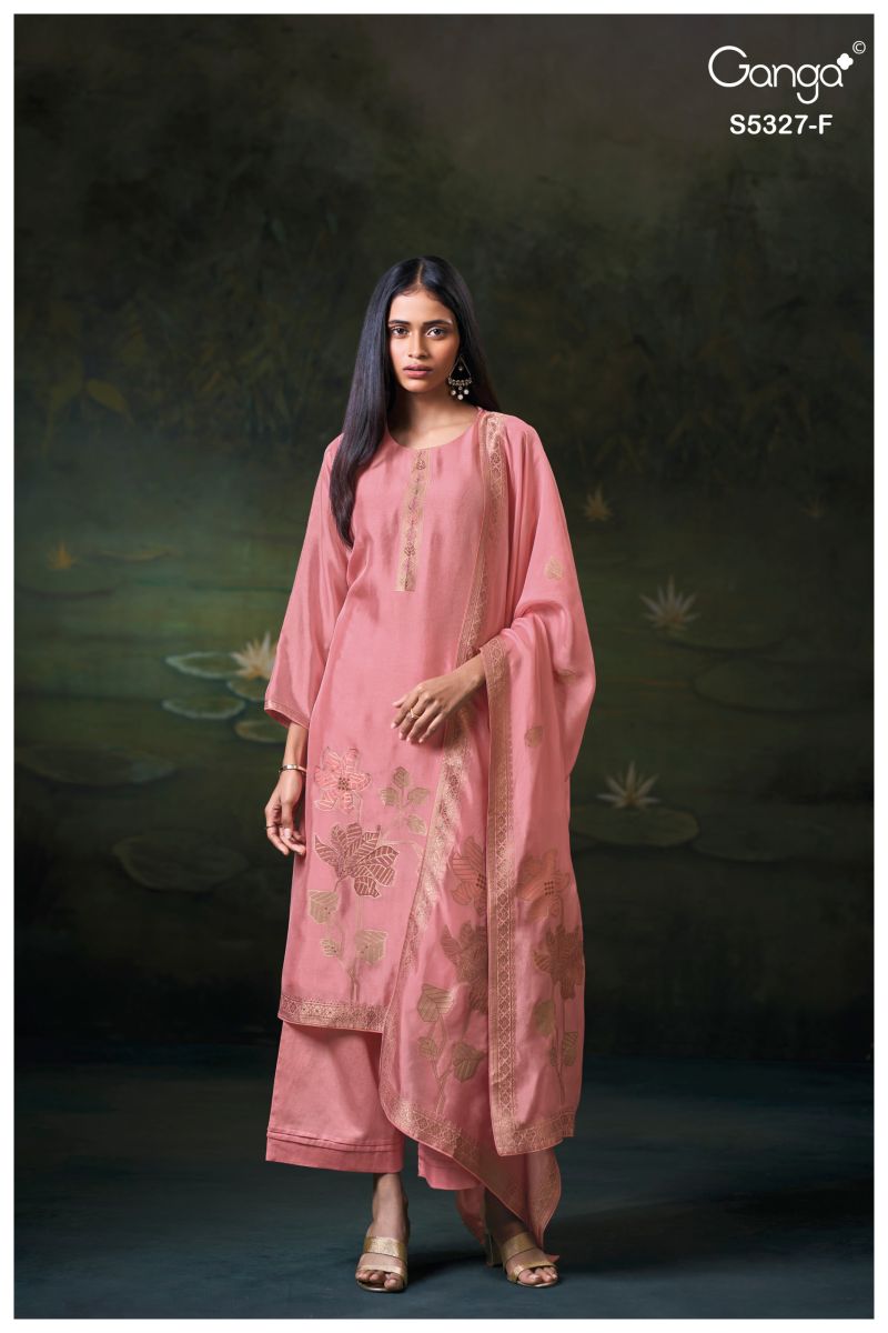 Ganga Kyoko 5327 Viscose Silk Jacquard Swarovski Work Salwar Kameez — Wholesale Dress Material, Vardan Ethnic wholesale from Surat — view 6
