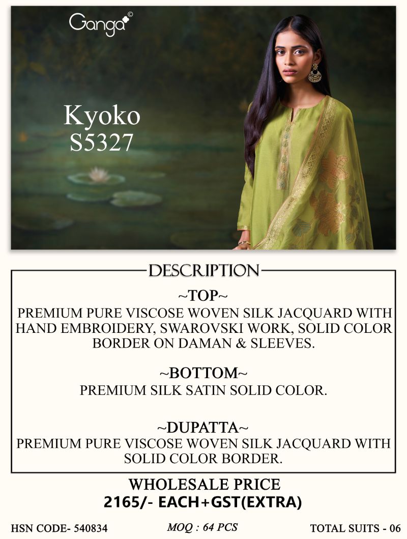 Ganga Kyoko 5327 Viscose Silk Jacquard Swarovski Work Salwar Kameez — Wholesale Dress Material, Vardan Ethnic wholesale from Surat — view 13