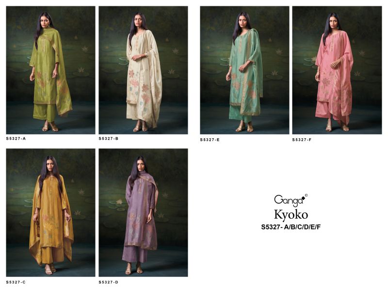 Ganga Kyoko 5327 Viscose Silk Jacquard Swarovski Work Salwar Kameez — Wholesale Dress Material, Vardan Ethnic wholesale from Surat — view 14