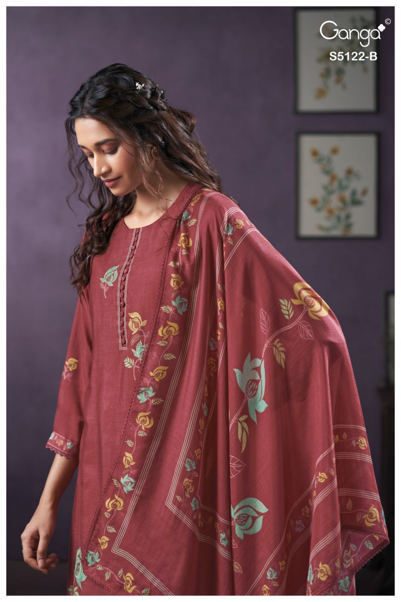 Ganga Naila 5122 Bemberg Silk Print Embroidered Salwar Kameez — Wholesale Dress Material, Ganpati wholesale from Surat — Photo 4