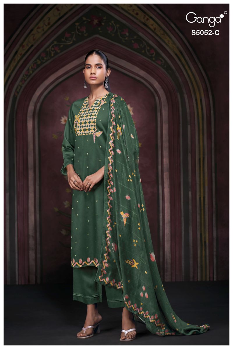 Ganga Nyrisha 5052 Cotton Satin print Hand Work Salwar Kameez Catalog