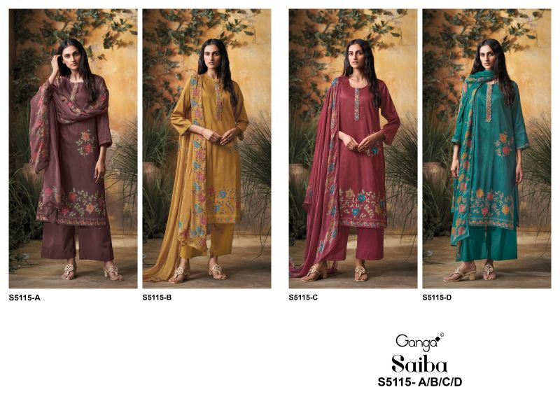 Ganga Saiba 5115 Cotton Satin Print Embroidered Salwar Kameez Catalog — Wholesale Salwar Suits, Ganga wholesale from Surat — view 10