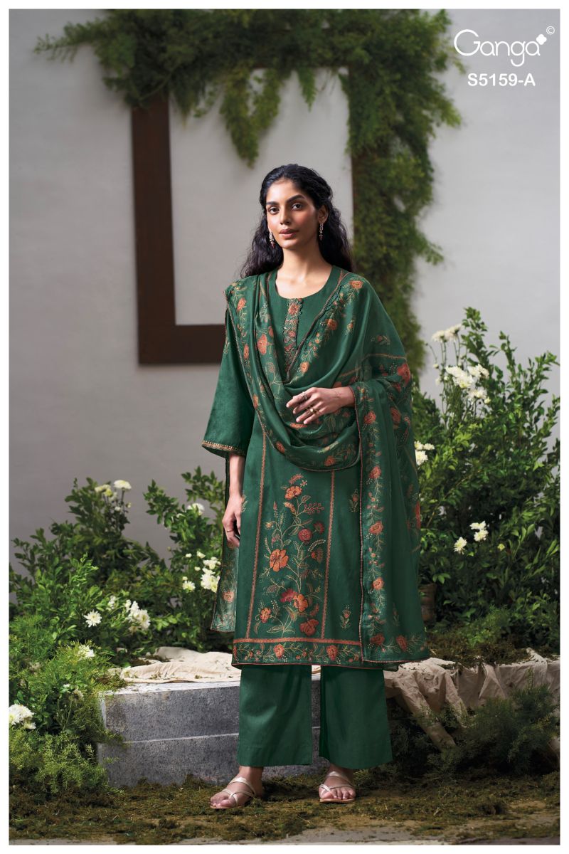Ganga Sukriti 5159 Cotton Satin Print Embroidered Salwar Kameez
