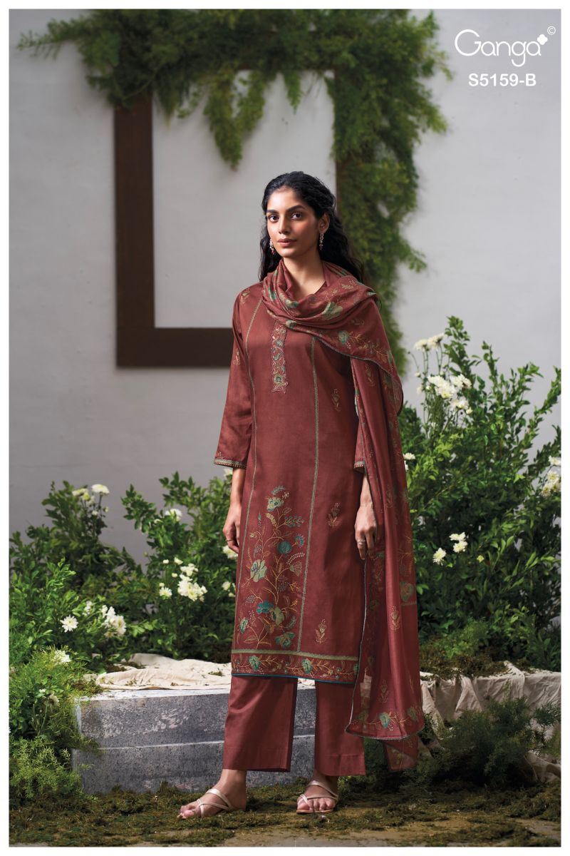 Ganga Sukriti 5159 Cotton Satin Print Embroidered Salwar Kameez — Wholesale Dress Material wholesale from Surat — view 2