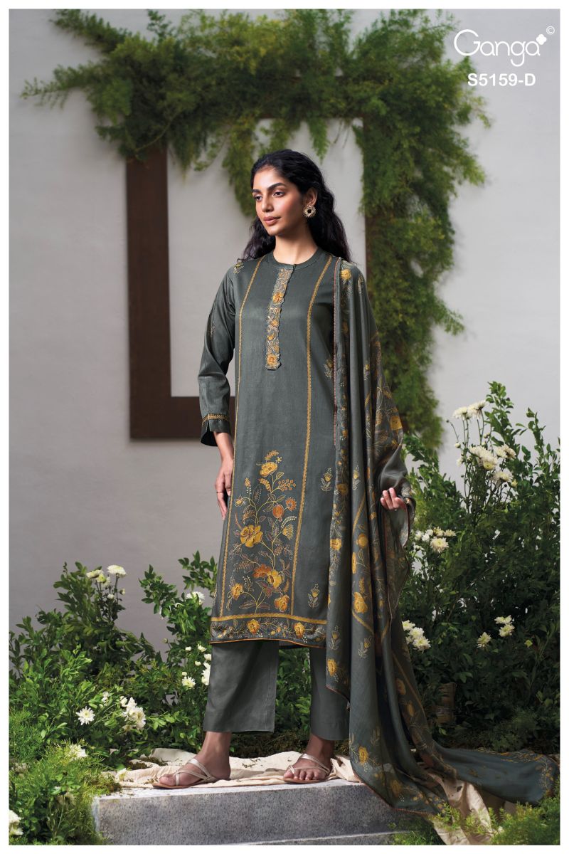 Ganga Sukriti 5159 Cotton Satin Print Embroidered Salwar Kameez — Wholesale Dress Material wholesale from Surat — view 3