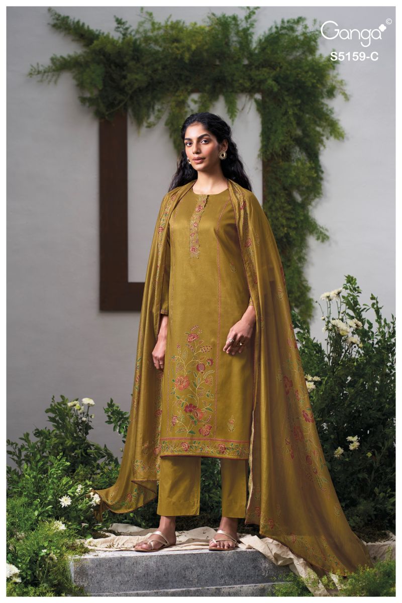 Ganga Sukriti 5159 Cotton Satin Print Embroidered Salwar Kameez — Wholesale Dress Material wholesale from Surat — view 4
