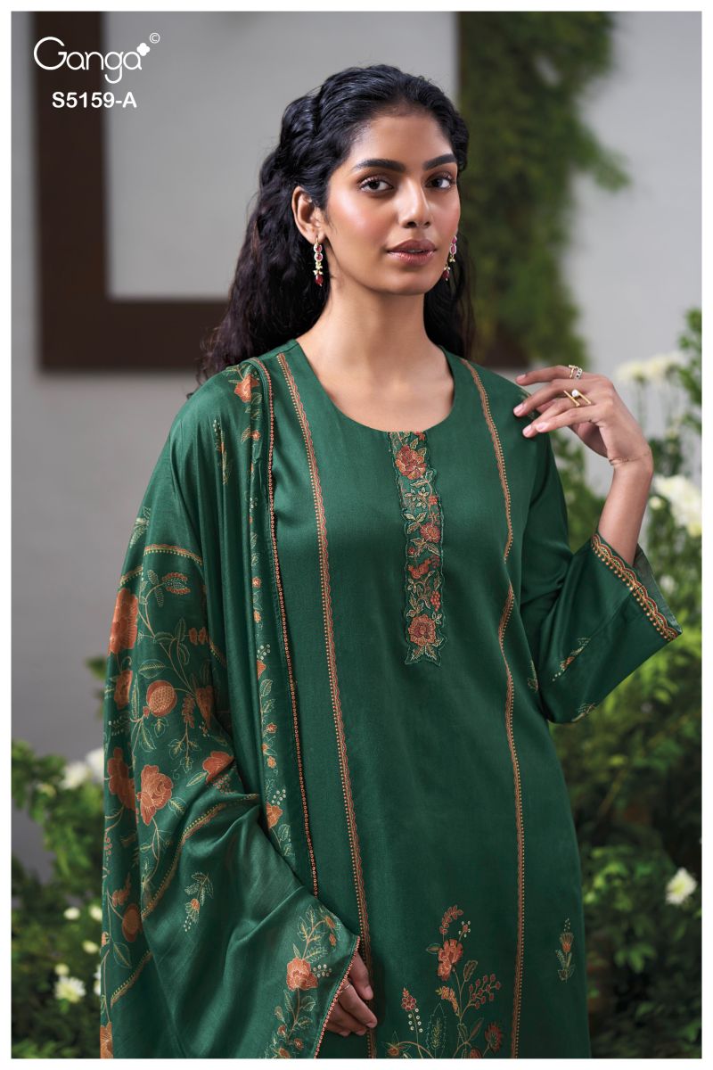 Ganga Sukriti 5159 Cotton Satin Print Embroidered Salwar Kameez — Wholesale Dress Material wholesale from Surat — view 6