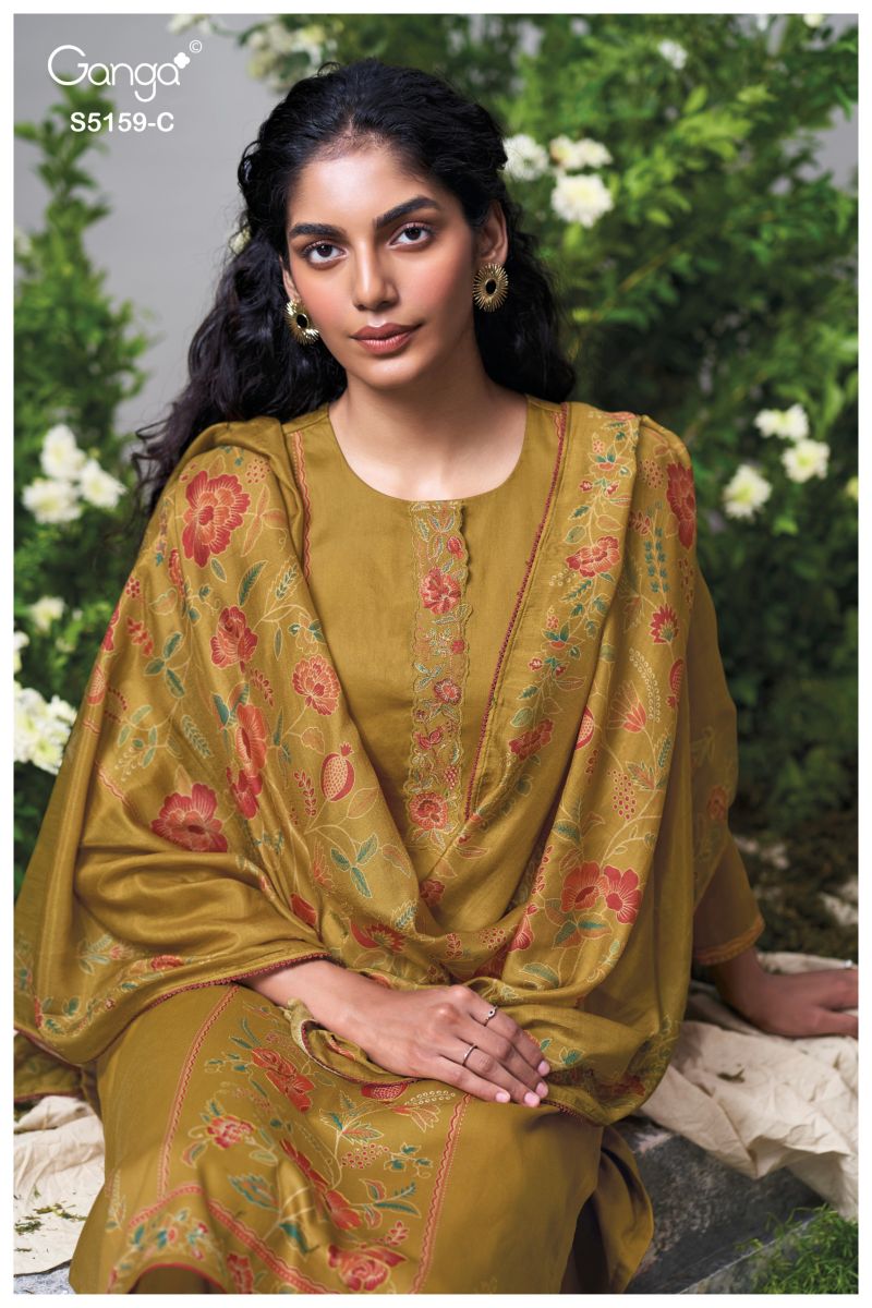 Ganga Sukriti 5159 Cotton Satin Print Embroidered Salwar Kameez — Wholesale Dress Material wholesale from Surat — view 7
