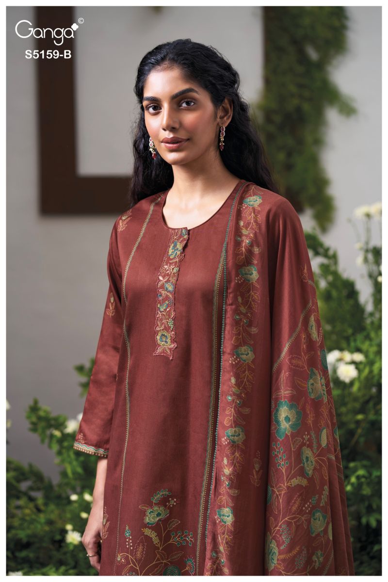 Ganga Sukriti 5159 Cotton Satin Print Embroidered Salwar Kameez — Wholesale Dress Material wholesale from Surat — view 8