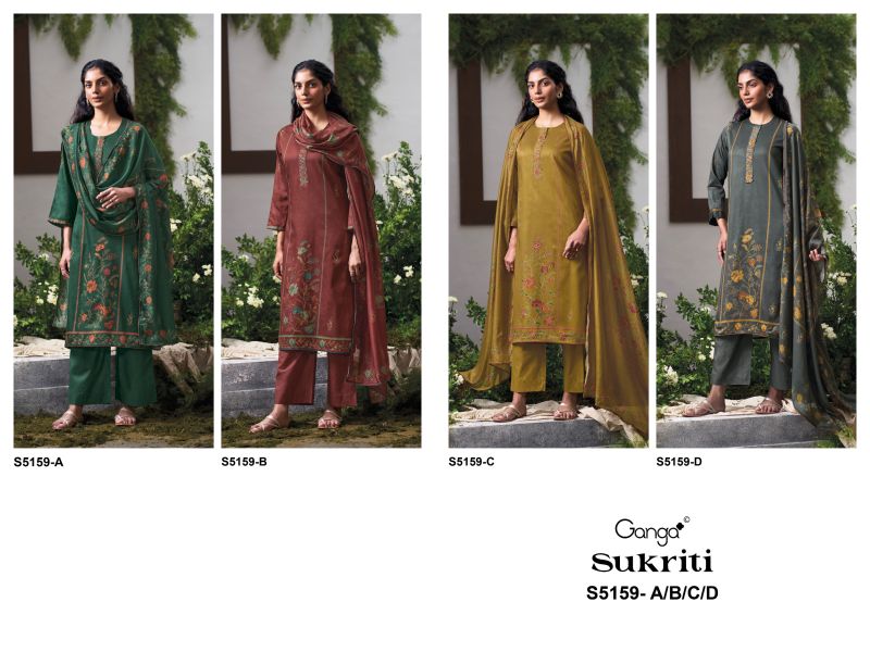 Ganga Sukriti 5159 Cotton Satin Print Embroidered Salwar Kameez — Wholesale Dress Material wholesale from Surat — view 10
